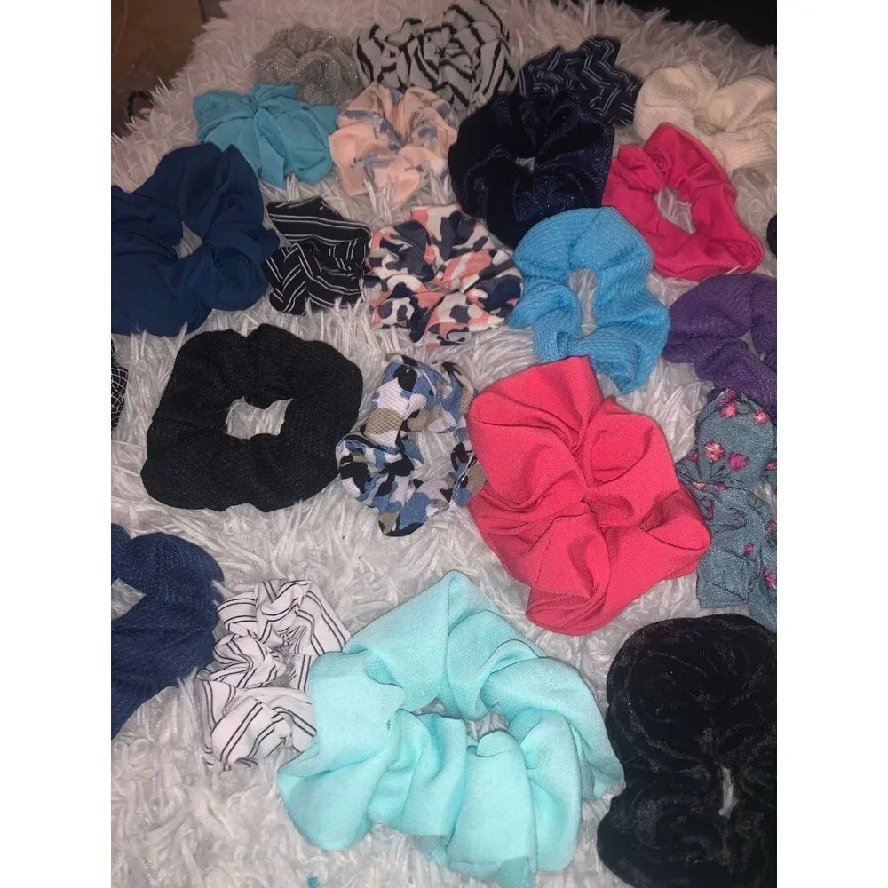 Hair Scrunchie Tie Color Assorted Bundle Set of 25